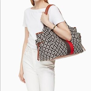 Kate Spade Diaper Bag Brown leather red interior